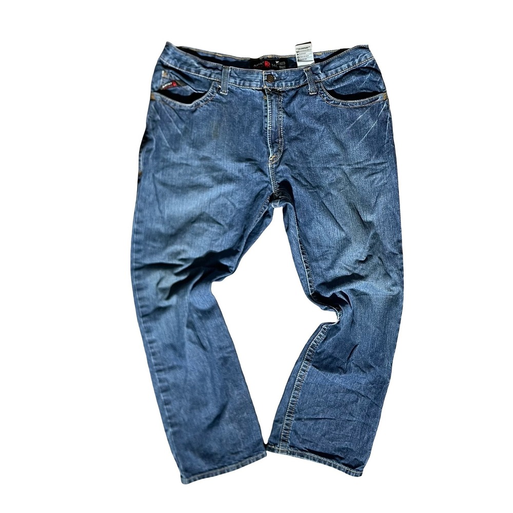 Ariat FR M4 Relaxed Boot Cut Jeans Mens 38x30 Blue Flame Resistant CAT 2 Denim